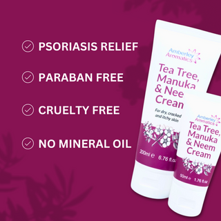 Tea Tree, Manuka & Neem Cream - Suitable for Sensitive Skin. Antibacterial, for Itchy, Sore & Dry  Cracked Skin