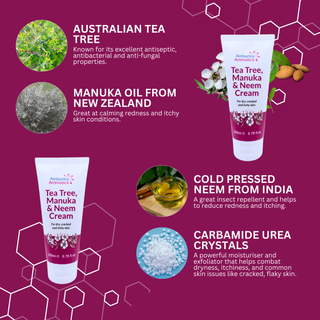 Tea Tree, Manuka & Neem Cream AND Lavender, Manuka & Neem Cream COMBO 1 x 200ml of each